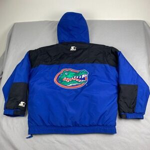 Vintage 90s Starter NCAA Florida Gators Jacket XL Pullover 1/2 Zip Hooded